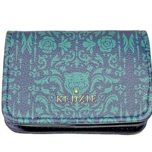 Kedzie Viceroy Mini Wallet Teal Green Navy Floral Vegan Leather